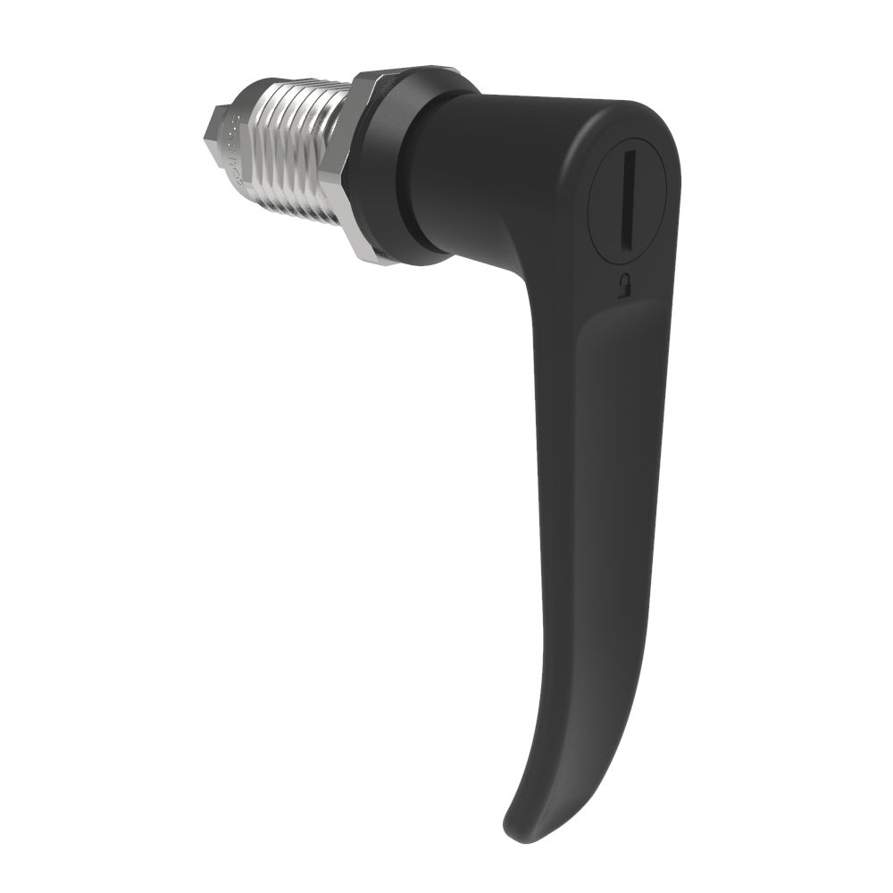 Southco Quarter-Turn Cam Latch, Slotted Tool Access, L-Handle, Without Cam, Sealed, Zinc Alloy, Powder Coat, Black
