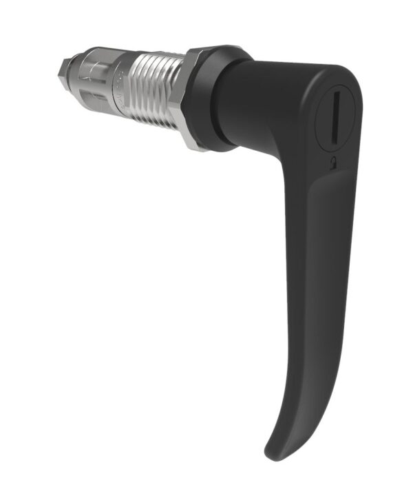 Southco Quarter-Turn Cam Latch, Slotted Tool Access, L-Handle, Without Cam, Sealed, Zinc Alloy, Powder Coat, Black