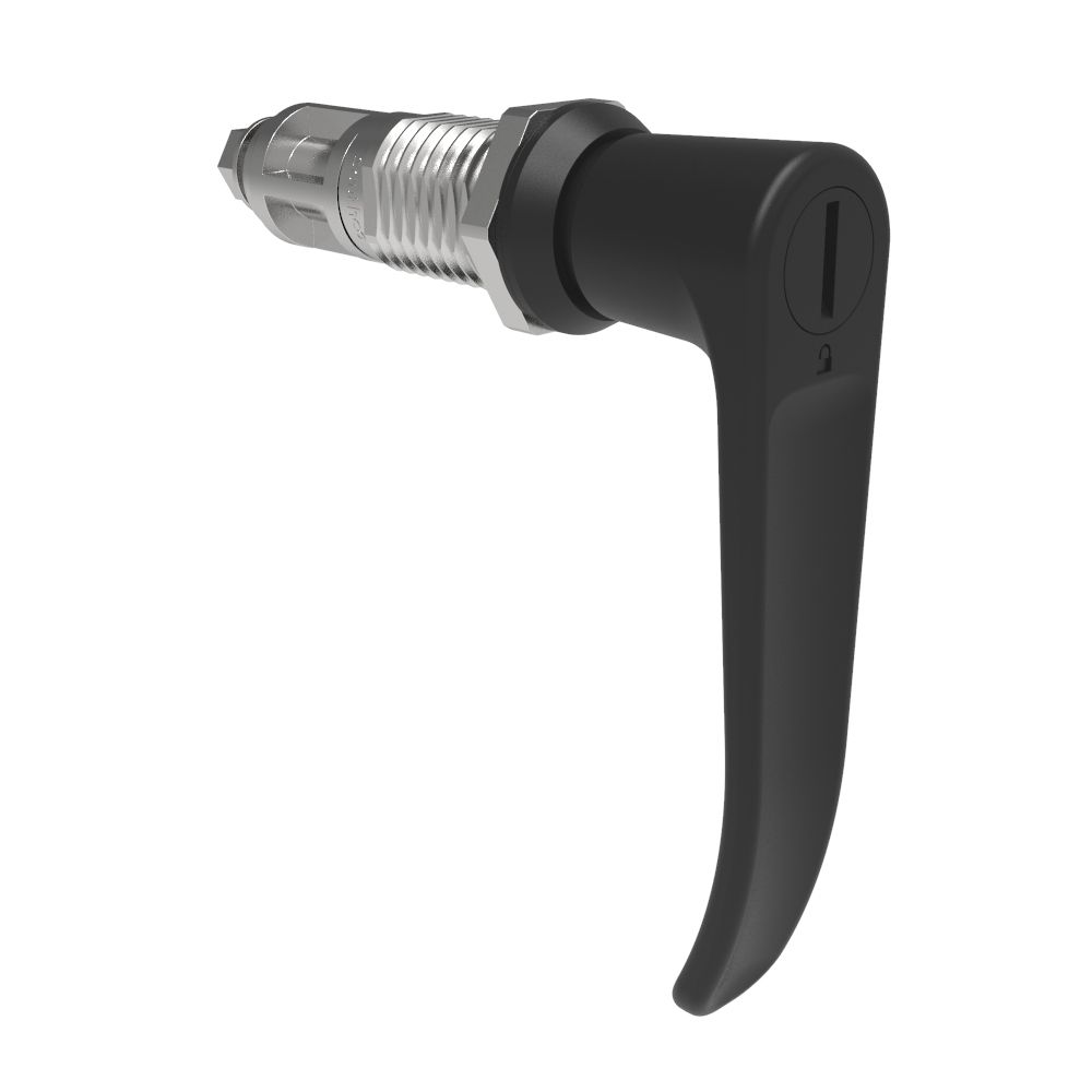 Southco Quarter-Turn Cam Latch, Slotted Tool Access, L-Handle, Without Cam, Sealed, Zinc Alloy, Powder Coat, Black