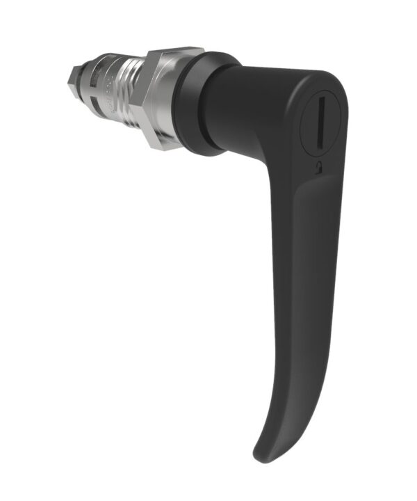Southco Quarter-Turn Cam Latch, Slotted Tool Access, L-Handle, Without Cam, Sealed, Zinc Alloy, Powder Coat, Black