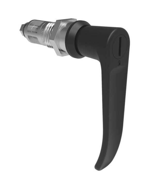 Southco Quarter-Turn Cam Latch, Slotted Tool Access, L-Handle, Without Cam, Sealed, Zinc Alloy, Powder Coat, Black
