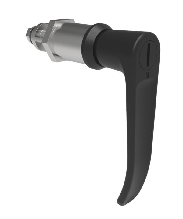 Southco Quarter-Turn Cam Latch, Slotted Tool Access, L-Handle, Without Cam, Sealed, Zinc Alloy, Powder Coat, Black