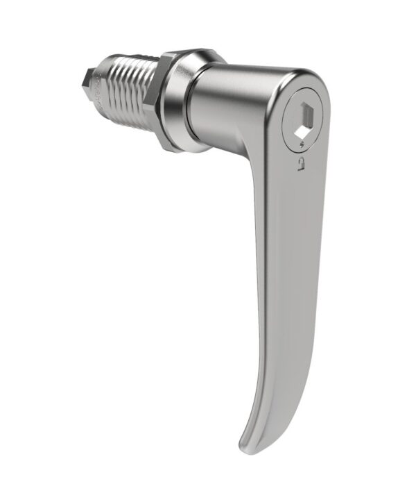 Southco Quarter-Turn Cam Latch, 8 mm Hex Tool Access, L-Handle, Without Cam, Sealed, Zinc Alloy, Chrome Plated, Bright