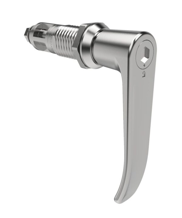 Southco Quarter-Turn Cam Latch, 8 mm Hex Tool Access, L-Handle, Without Cam, Sealed, Zinc Alloy, Chrome Plated, Bright