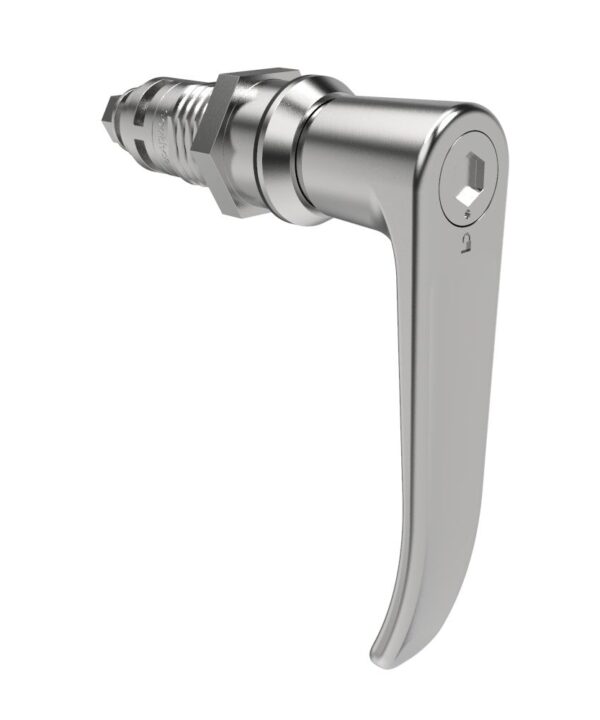 Southco Quarter-Turn Cam Latch, 8 mm Hex Tool Access, L-Handle, Without Cam, Sealed, Zinc Alloy, Chrome Plated, Bright