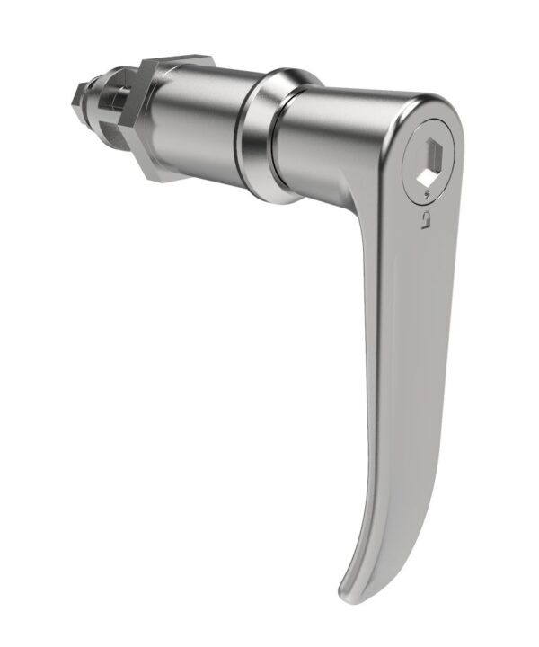 Southco Quarter-Turn Cam Latch, 8 mm Hex Tool Access, L-Handle, Without Cam, Sealed, Zinc Alloy, Chrome Plated, Bright