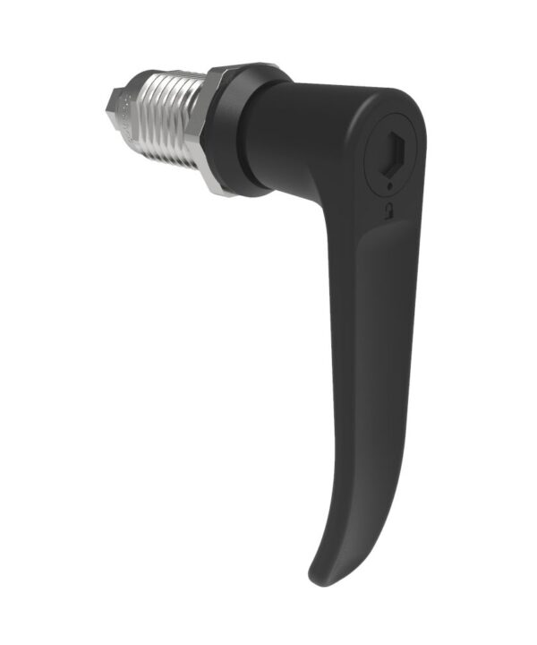 Southco Quarter-Turn Cam Latch, 8 mm Hex Tool Access, L-Handle, Without Cam, Sealed, Zinc Alloy, Powder Coat, Black