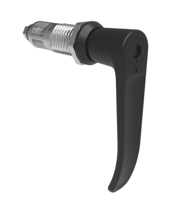 Southco Quarter-Turn Cam Latch, 8 mm Hex Tool Access, L-Handle, Without Cam, Sealed, Zinc Alloy, Powder Coat, Black