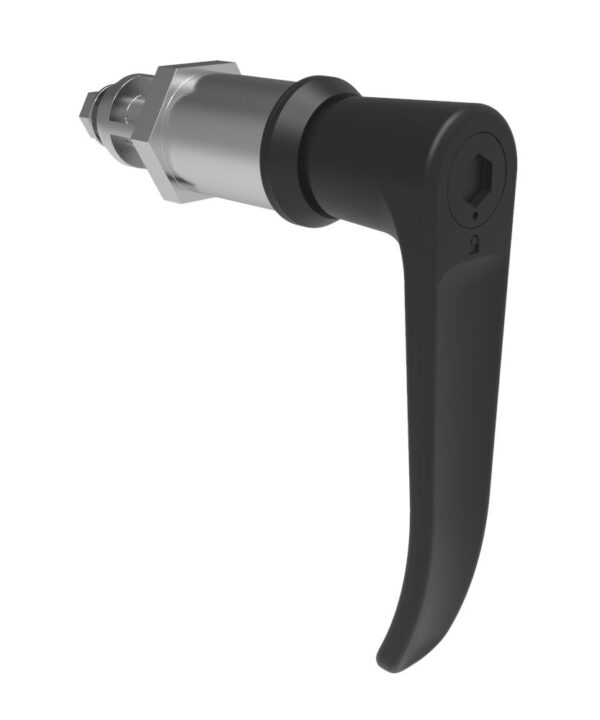 Southco Quarter-Turn Cam Latch, 8 mm Hex Tool Access, L-Handle, Without Cam, Sealed, Zinc Alloy, Powder Coat, Black