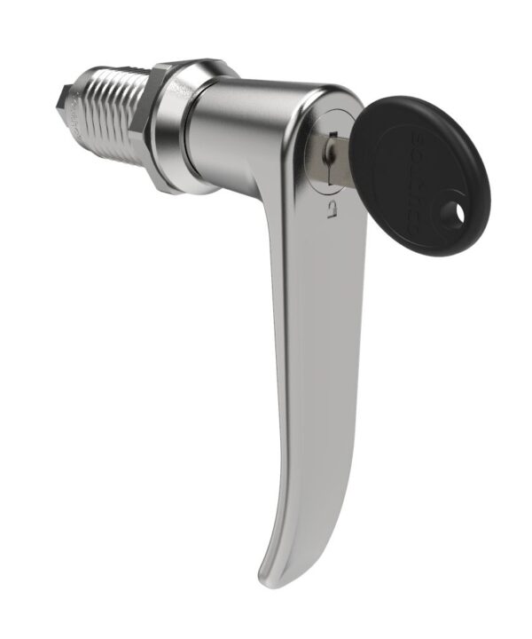 Southco Quarter-Turn Cam Latch, Key Locking (CH751), L-Handle, Without Cam, Sealed, Zinc Alloy, Chrome Plated, Bright