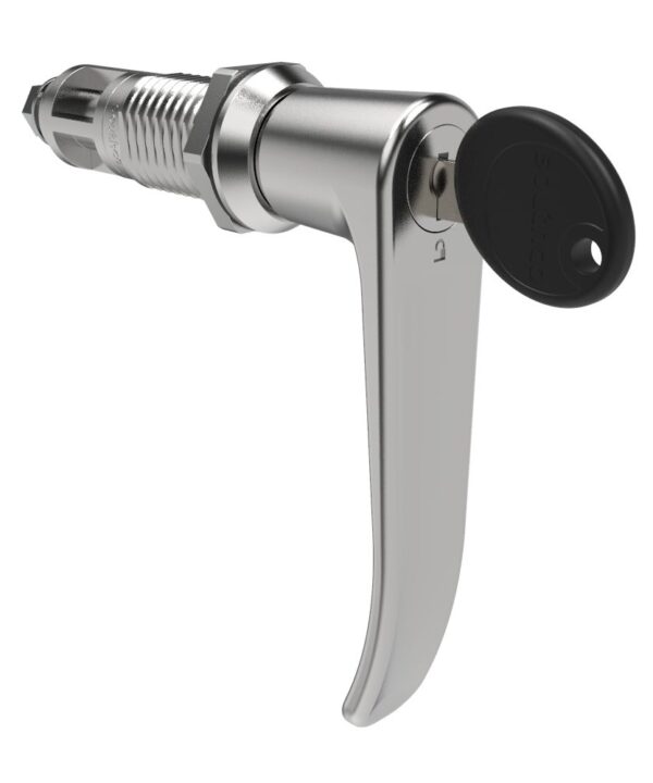 Southco Quarter-Turn Cam Latch, Key Locking (CH751), L-Handle, Without Cam, Sealed, Zinc Alloy, Chrome Plated, Bright