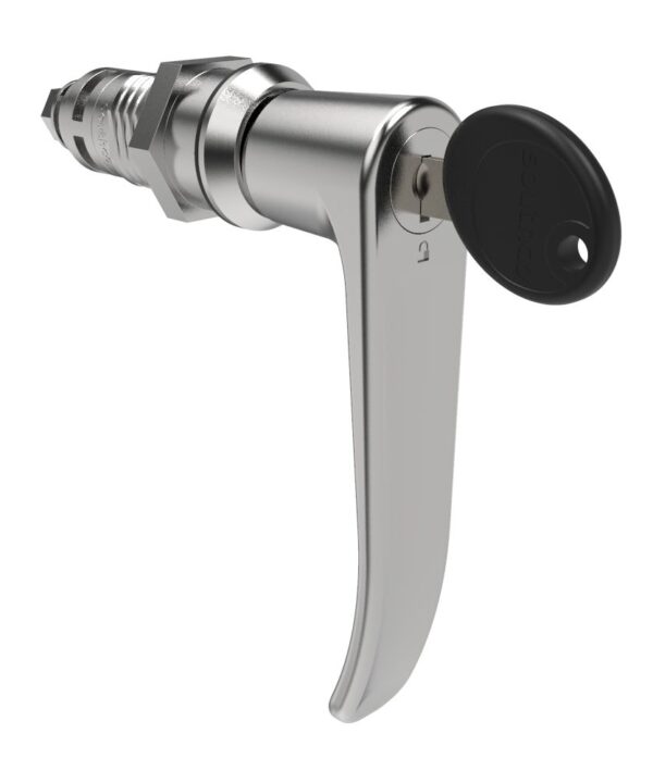 Southco Quarter-Turn Cam Latch, Key Locking (CH751), L-Handle, Without Cam, Sealed, Zinc Alloy, Chrome Plated, Bright