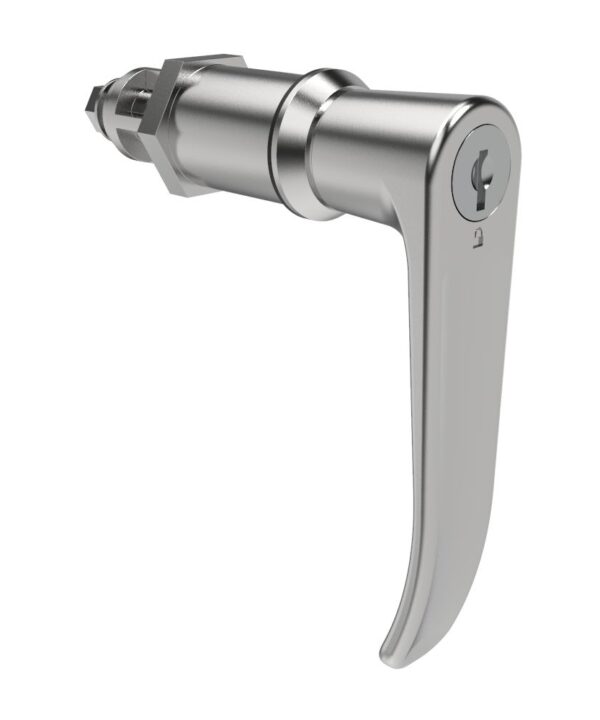 Southco Quarter-Turn Cam Latch, Key Locking (CH751), L-Handle, Without Cam, Sealed, Zinc Alloy, Chrome Plated, Bright
