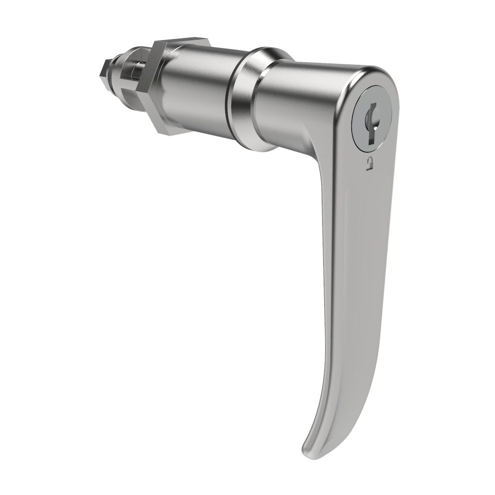 Southco Quarter-Turn Cam Latch, Key Locking (CH751), L-Handle, Without Cam, Sealed, Zinc Alloy, Chrome Plated, Bright