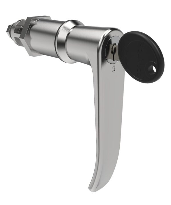 Southco Quarter-Turn Cam Latch, Key Locking (CH751), L-Handle, Without Cam, Sealed, Zinc Alloy, Chrome Plated, Bright