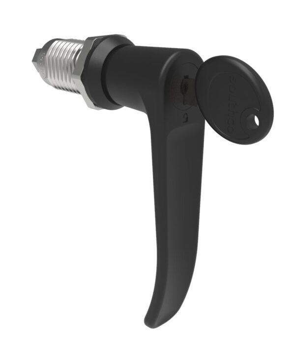Southco Quarter-Turn Cam Latch, Key Locking (CH751), L-Handle, Without Cam, Sealed, Zinc Alloy, Powder Coat, Black