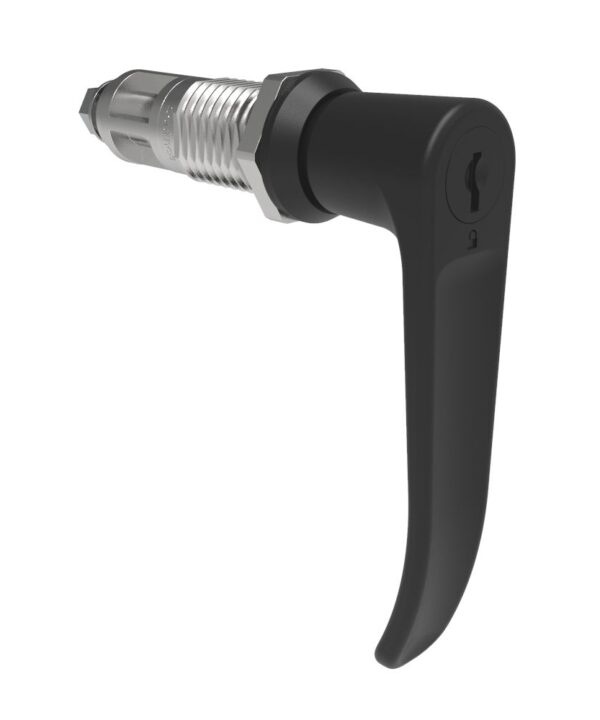 Southco Quarter-Turn Cam Latch, Key Locking (CH751), L-Handle, Without Cam, Sealed, Zinc Alloy, Powder Coat, Black