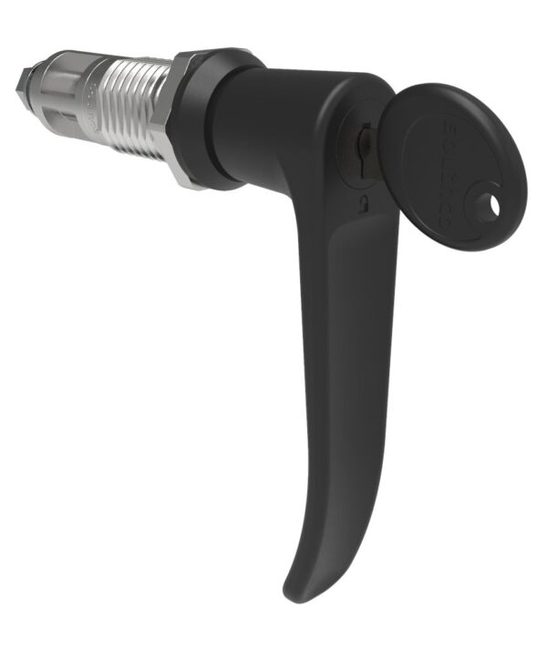 Southco Quarter-Turn Cam Latch, Key Locking (CH751), L-Handle, Without Cam, Sealed, Zinc Alloy, Powder Coat, Black