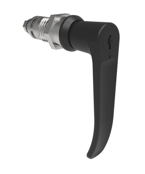 Southco Quarter-Turn Cam Latch, Key Locking (CH751), L-Handle, Without Cam, Sealed, Zinc Alloy, Powder Coat, Black
