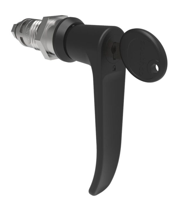 Southco Quarter-Turn Cam Latch, Key Locking (CH751), L-Handle, Without Cam, Sealed, Zinc Alloy, Powder Coat, Black