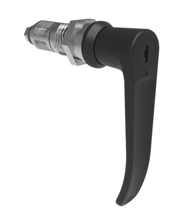 Southco Quarter-Turn Cam Latch, Key Locking (CH751), L-Handle, Without Cam, Sealed, Zinc Alloy, Powder Coat, Black