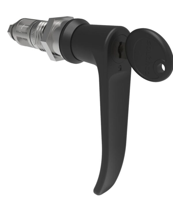 Southco Quarter-Turn Cam Latch, Key Locking (CH751), L-Handle, Without Cam, Sealed, Zinc Alloy, Powder Coat, Black