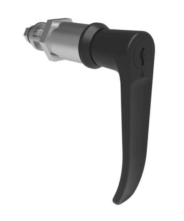 Southco Quarter-Turn Cam Latch, Key Locking (CH751), L-Handle, Without Cam, Sealed, Zinc Alloy, Powder Coat, Black