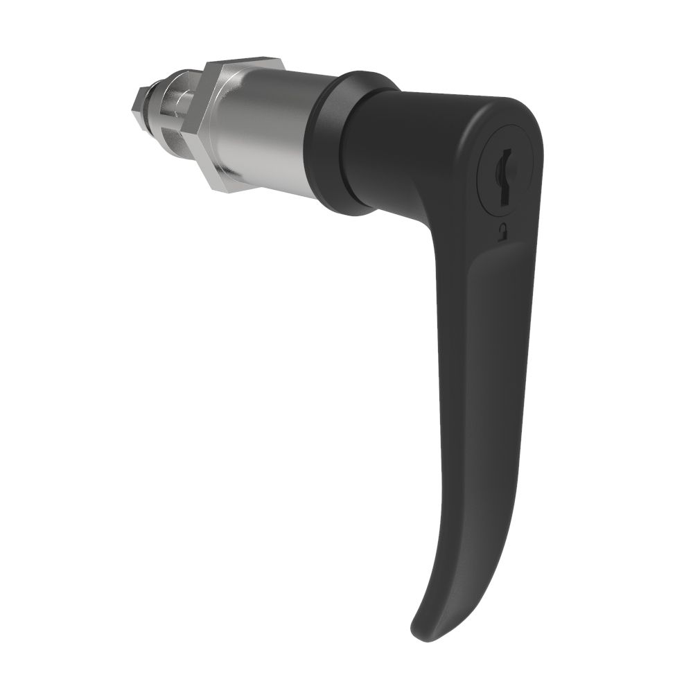 Southco Quarter-Turn Cam Latch, Key Locking (CH751), L-Handle, Without Cam, Sealed, Zinc Alloy, Powder Coat, Black