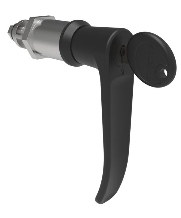 Southco Quarter-Turn Cam Latch, Key Locking (CH751), L-Handle, Without Cam, Sealed, Zinc Alloy, Powder Coat, Black