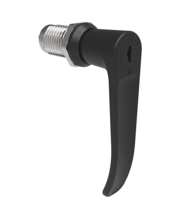 Southco Quarter-Turn Cam Latch, Key Locking (Reversible Key), L-Handle, Without Cam, Sealed, Zinc Alloy, Powder Coat, Black
