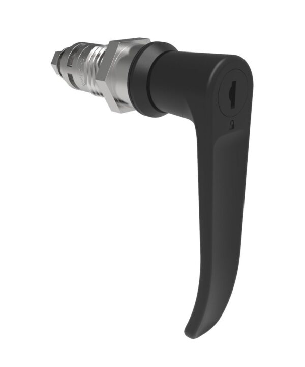 Southco Quarter-Turn Cam Latch, Key Locking (Reversible Key), L-Handle, Without Cam, Sealed, Zinc Alloy, Powder Coat, Black