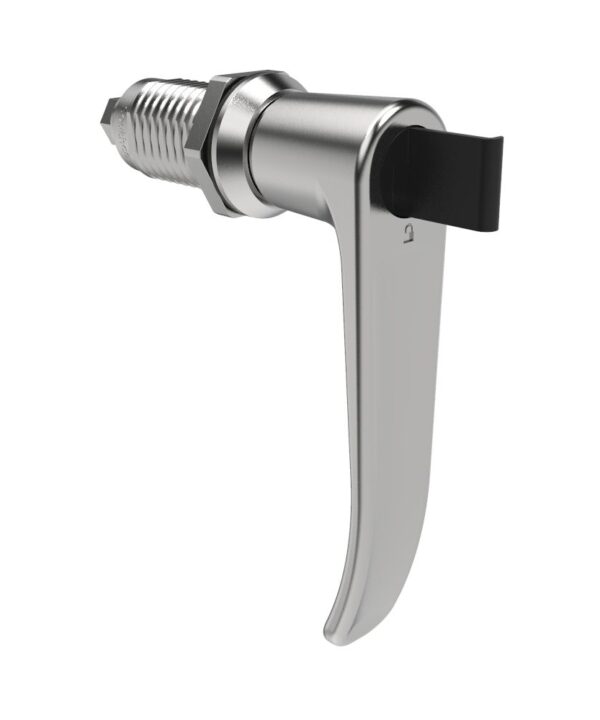 Southco Quarter-Turn Cam Latch, Key Locking (without lock core), L-Handle, Without Cam, Sealed, Zinc Alloy, Chrome Plated, Bright