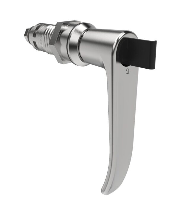 Southco Quarter-Turn Cam Latch, Key Locking (without lock core), L-Handle, Without Cam, Sealed, Zinc Alloy, Chrome Plated, Bright
