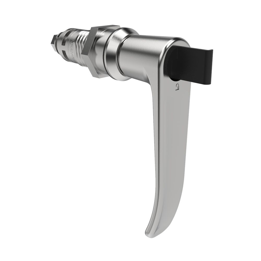 Southco Quarter-Turn Cam Latch, Key Locking (without lock core), L-Handle, Without Cam, Sealed, Zinc Alloy, Chrome Plated, Bright