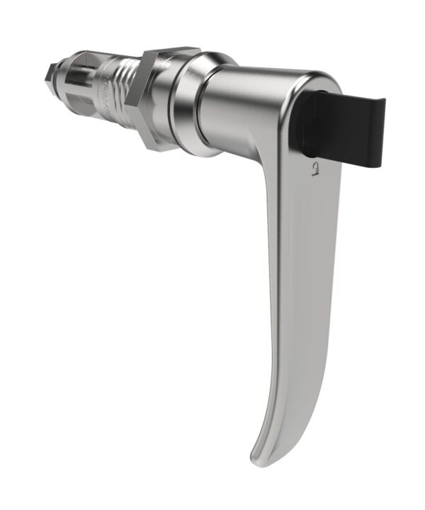 Southco Quarter-Turn Cam Latch, Key Locking (without lock core), L-Handle, Without Cam, Sealed, Zinc Alloy, Chrome Plated, Bright