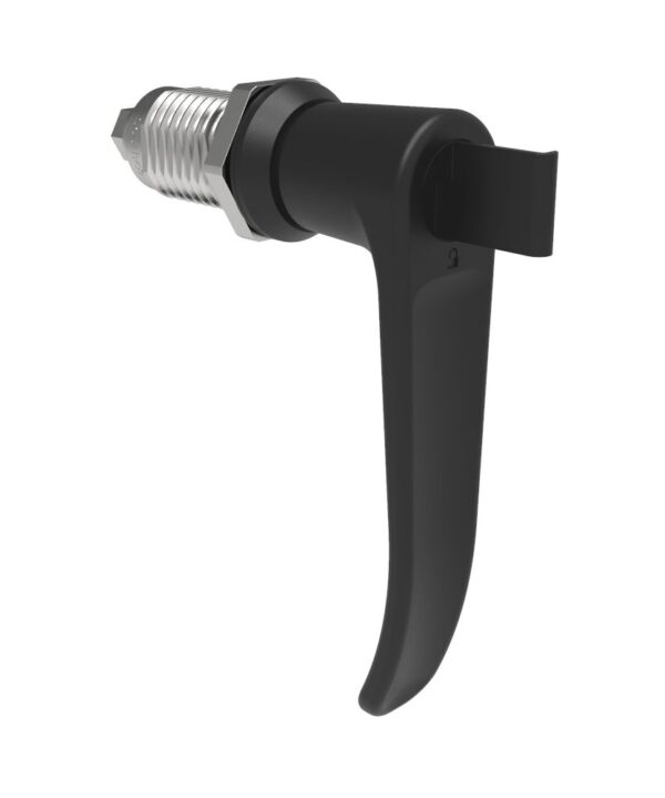 Southco Quarter-Turn Cam Latch, Key Locking (without lock core), L-Handle, Without Cam, Sealed, Zinc Alloy, Powder Coat, Black