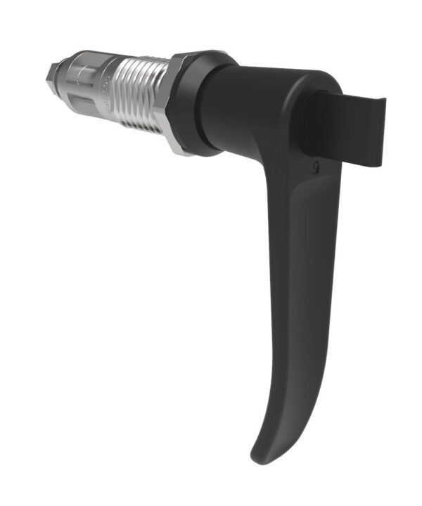 Southco Quarter-Turn Cam Latch, Key Locking (without lock core), L-Handle, Without Cam, Sealed, Zinc Alloy, Powder Coat, Black