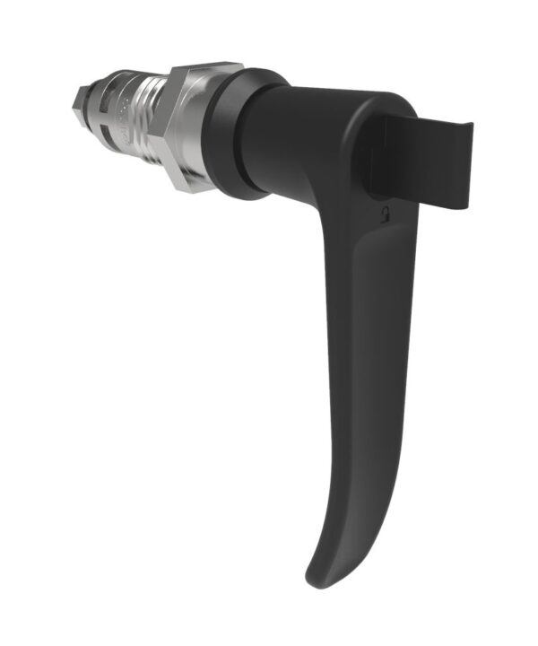 Southco Quarter-Turn Cam Latch, Key Locking (without lock core), L-Handle, Without Cam, Sealed, Zinc Alloy, Powder Coat, Black