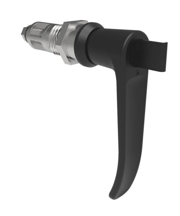 Southco Quarter-Turn Cam Latch, Key Locking (without lock core), L-Handle, Without Cam, Sealed, Zinc Alloy, Powder Coat, Black