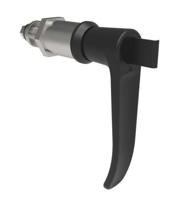 Southco Quarter-Turn Cam Latch, Key Locking (without lock core), L-Handle, Without Cam, Sealed, Zinc Alloy, Powder Coat, Black