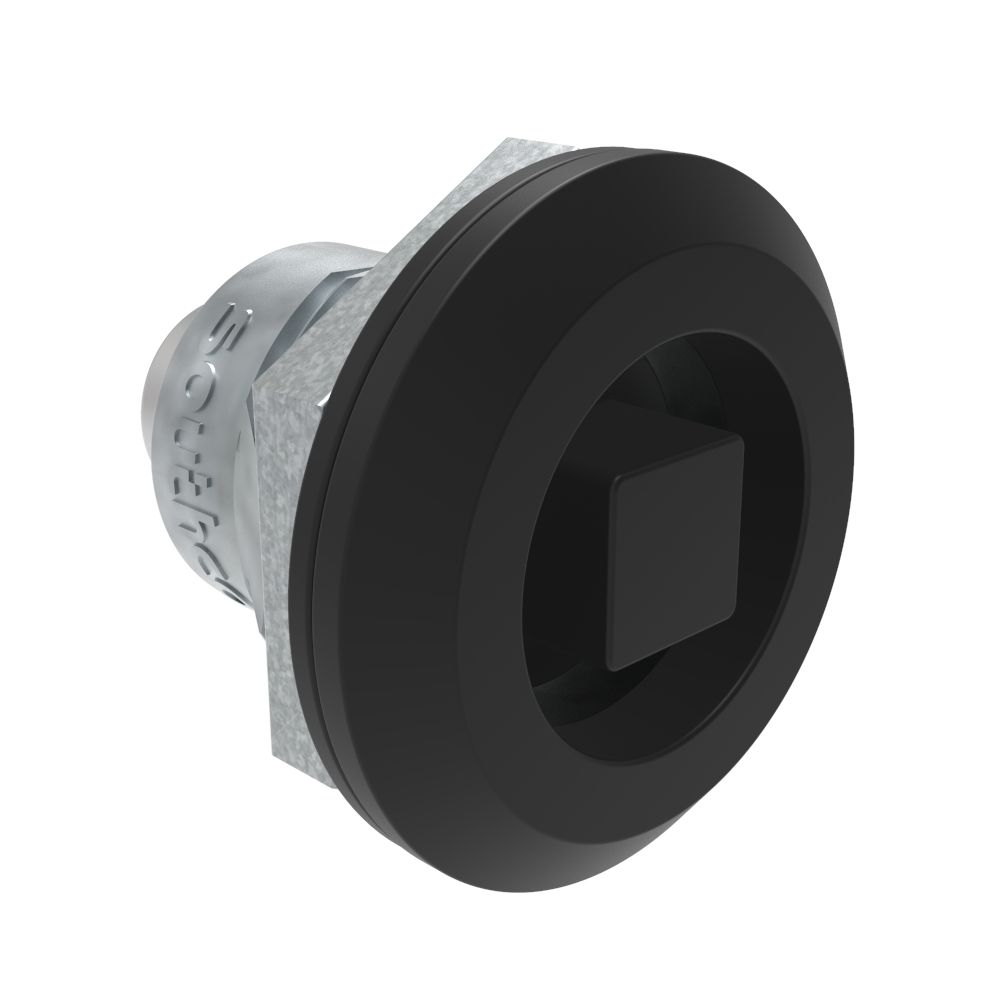 Southco Fixed Grip Cam Latch, Mini, Universal, 6 mm Square, Sealed, Zinc Alloy, Powder Coat, Black