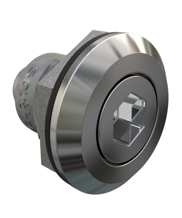 Southco Fixed Grip Cam Latch, Mini, Universal, 6 mm Hex Recess, Sealed, Zinc Alloy, Chrome Plated, Bright
