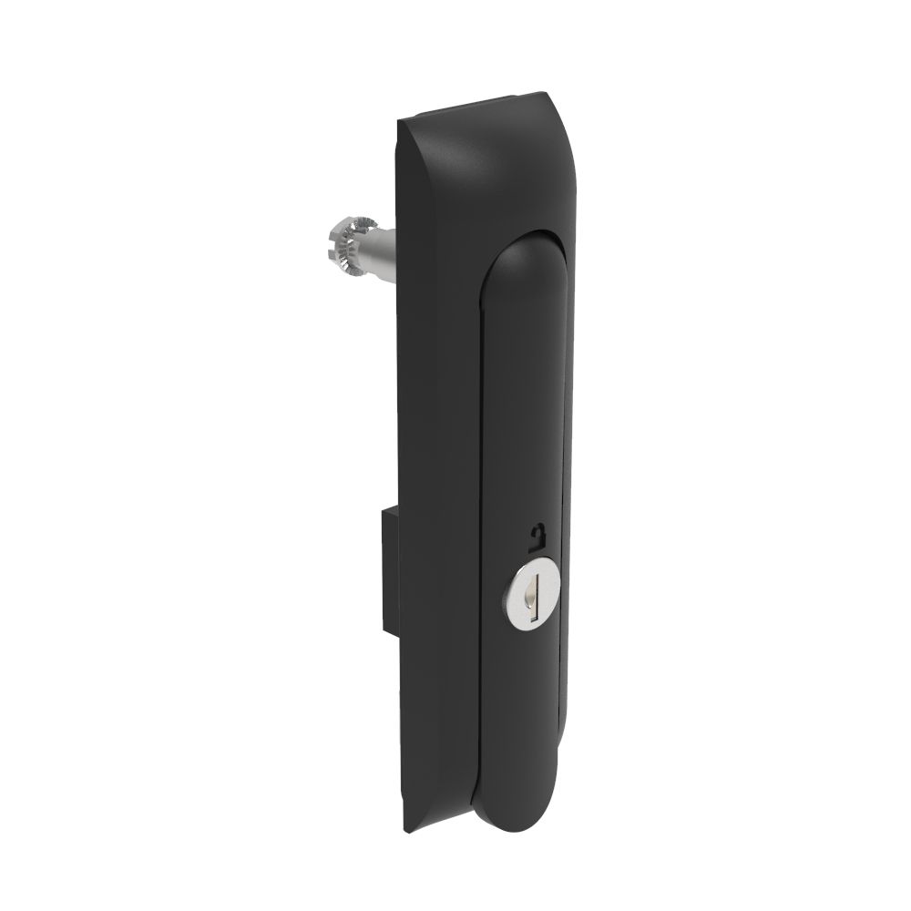Southco Swinghandle Latch, Medium Size - 125 mm (4.92 in), Without Padlock Hasp, Use with Linear Actuator, CH 751 Key (2 Keys Included), Non-Sealed, Zinc Alloy, Powder Coated, Black