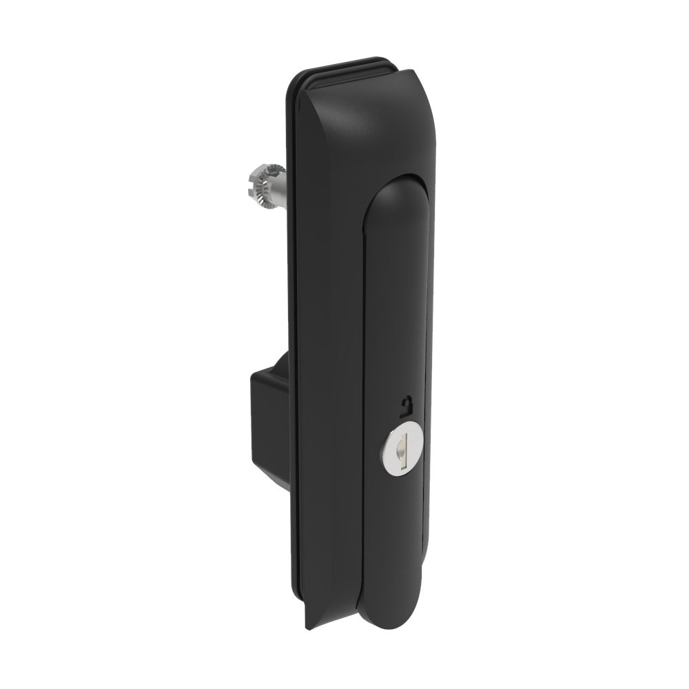 Southco Swinghandle Latch, Medium Size - 125 mm (4.92 in), Without Padlock Hasp, Use with Linear Actuator, CH 751 Key (2 Keys Included), Sealed, Zinc Alloy, Powder Coated, Black