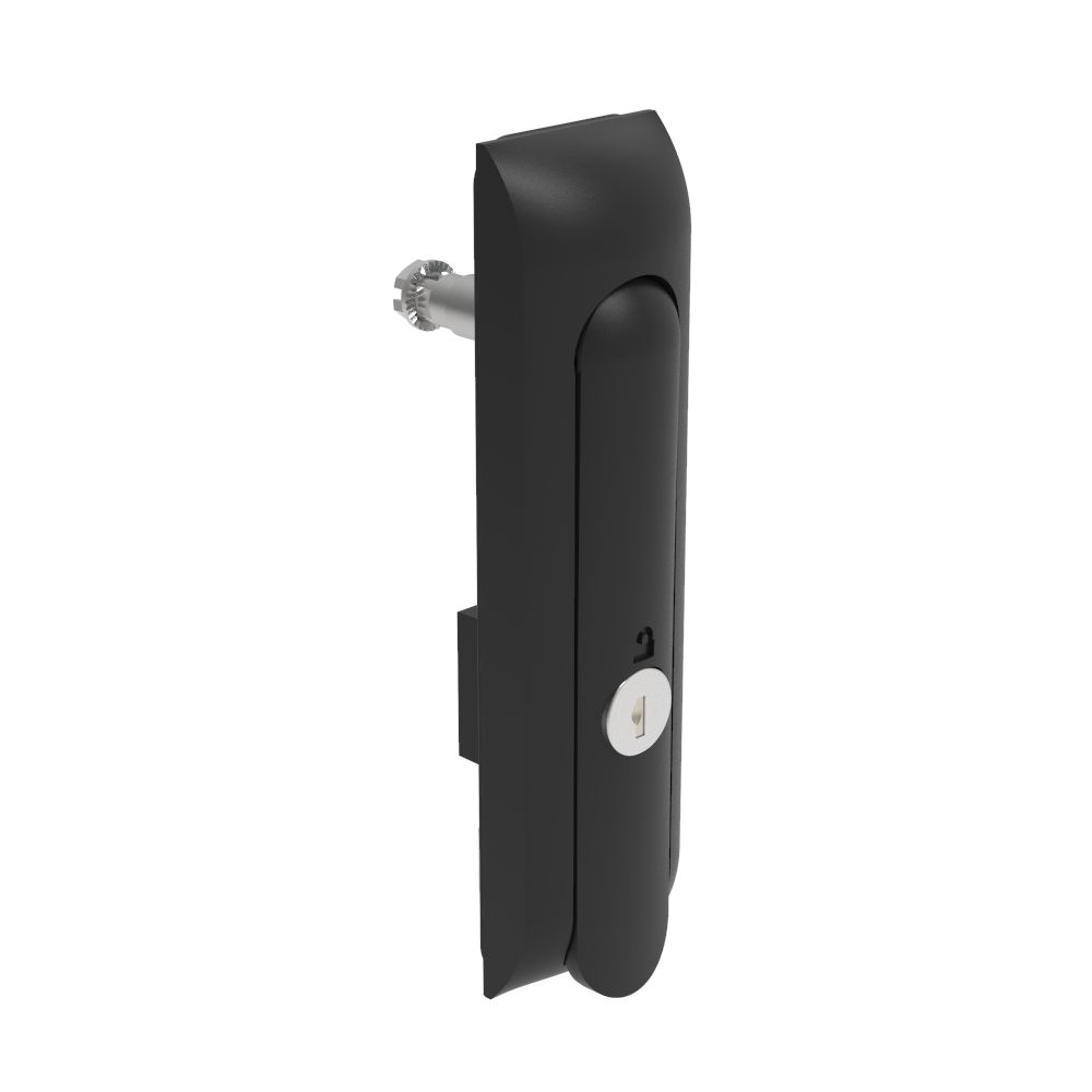 Southco Swinghandle Latch, Medium Size - 125 mm (4.92 in), Without Padlock Hasp, Use with Linear Actuator, CH 300 Key, Non-Sealed, Zinc Alloy, Powder Coated, Black