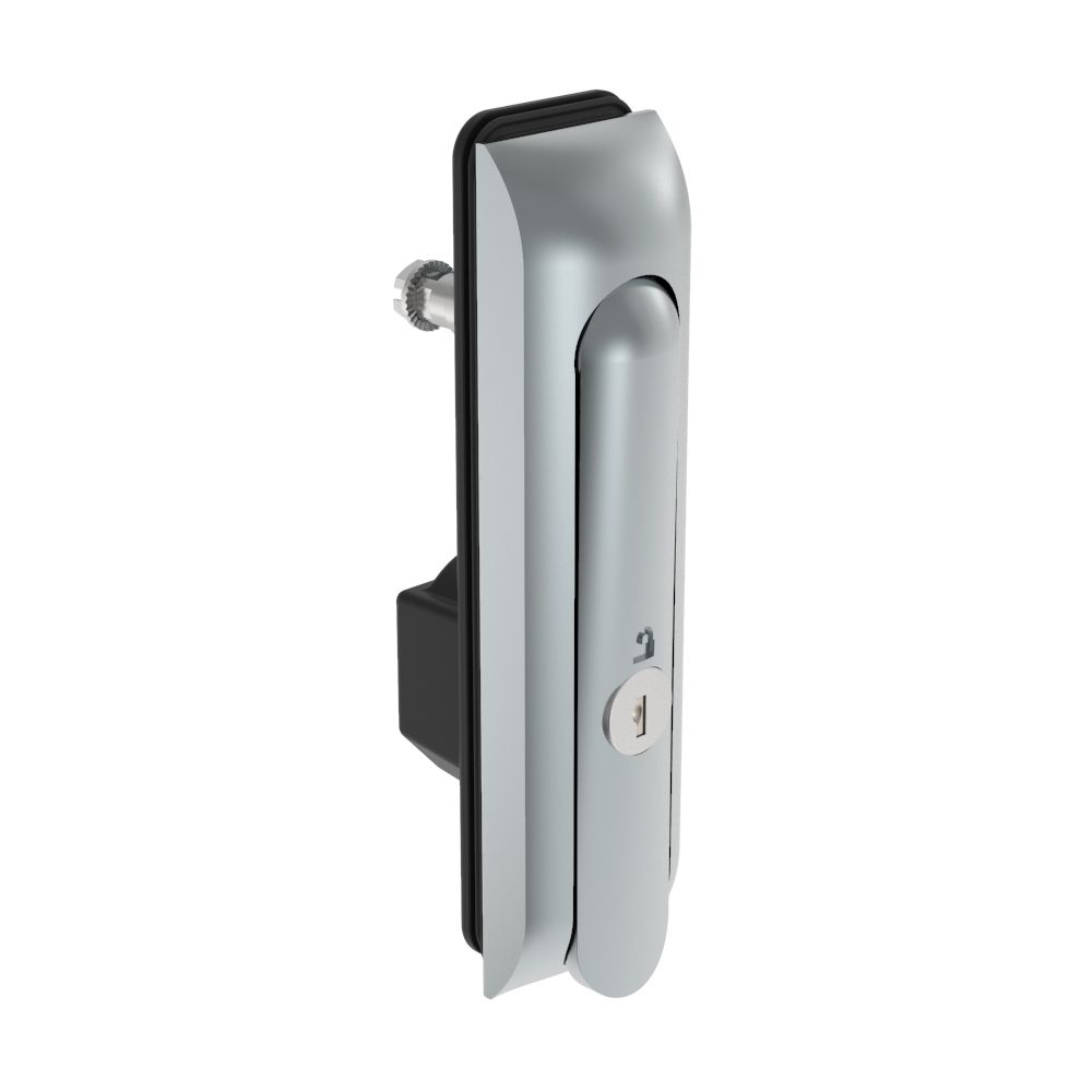 Southco Swinghandle Latch, Medium Size - 125 mm (4.92 in), Without Padlock Hasp, Use with Linear Actuator, CH 333 Key, Sealed, Zinc Alloy, Satin Chrome Plated