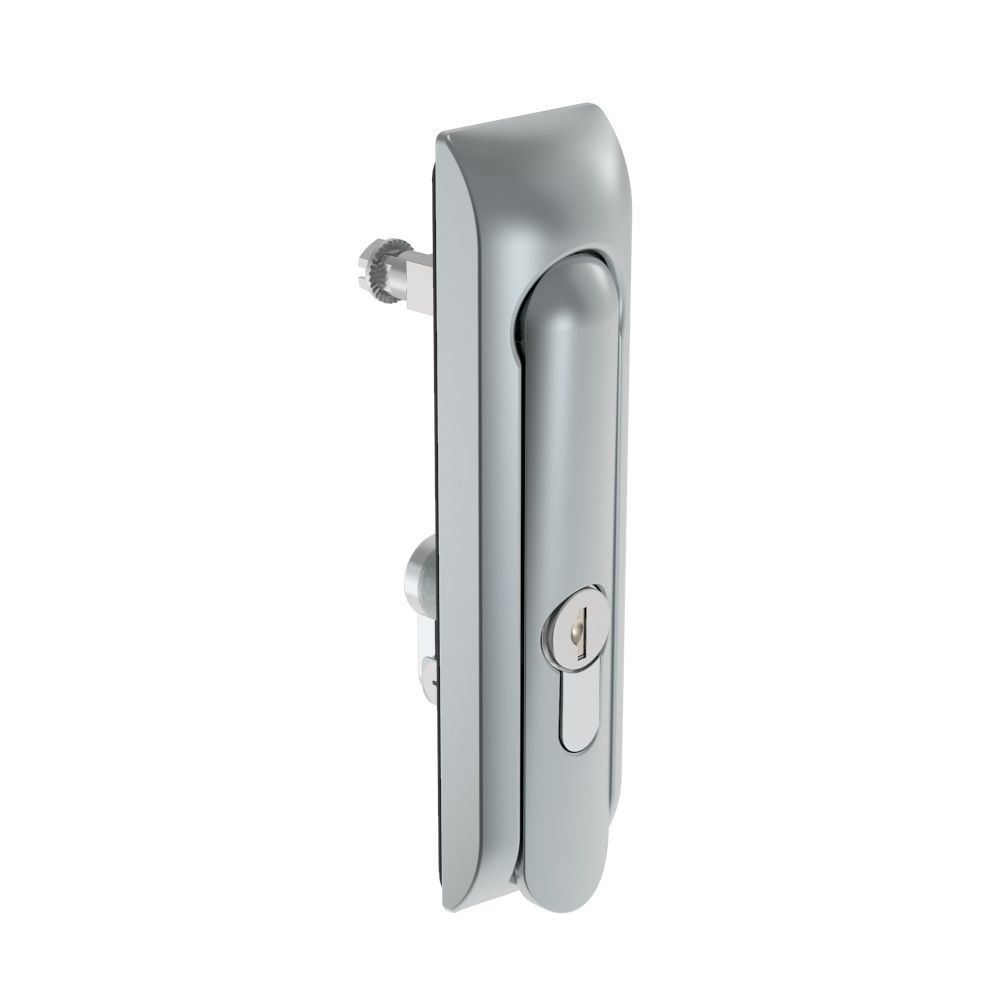 Southco Swinghandle Latch, Medium Size - 125 mm (4.92 in), Without Padlock Hasp, Use with Linear Actuator, CH 300 Key DIN, Non-Sealed, Zinc Alloy, Satin Chrome Plated