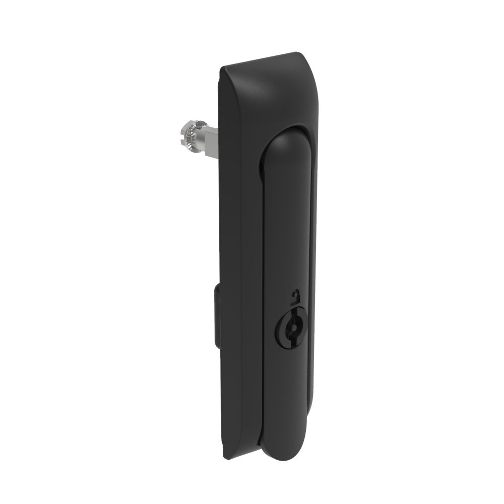 Southco Swinghandle Latch, Medium Size - 125 mm (4.92 in), Without Padlock Hasp, Use with Linear Actuator, 3 mm Double Bit, Non-Sealed, Zinc Alloy, Powder Coated, Black