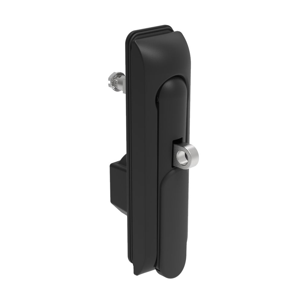 Southco Swinghandle Latch, Medium Size - 125 mm (4.92 in), With Padlock Hasp, Use with Linear Actuator or as Single Point Latch, CH 300 Key DIN, Sealed, Zinc Alloy, Powder Coated, Black