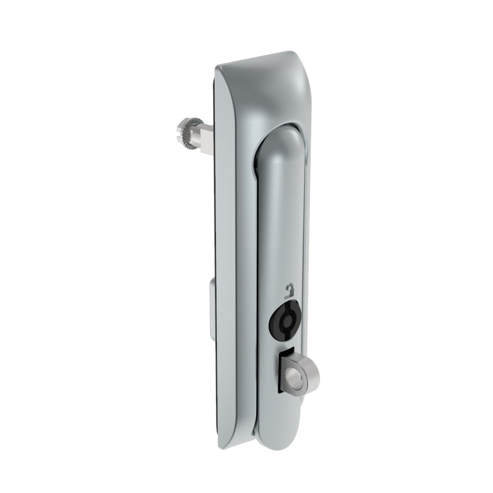 Southco Swinghandle Latch, Medium Size - 125 mm (4.92 in), With Padlock Hasp, Use with Linear Actuator or as Single Point Latch, 5 mm Double Bit, Non-Sealed, Zinc Alloy, Satin Chrome Plated